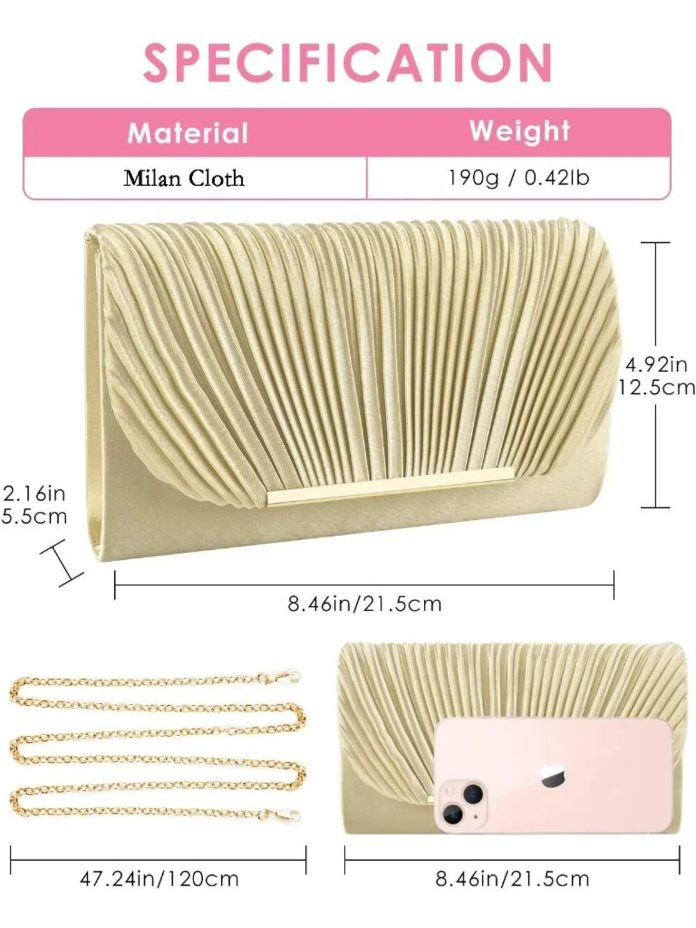 👜Women's Gold Evening Handbags for Formal Wedding Party Prom Shoulder Bags
